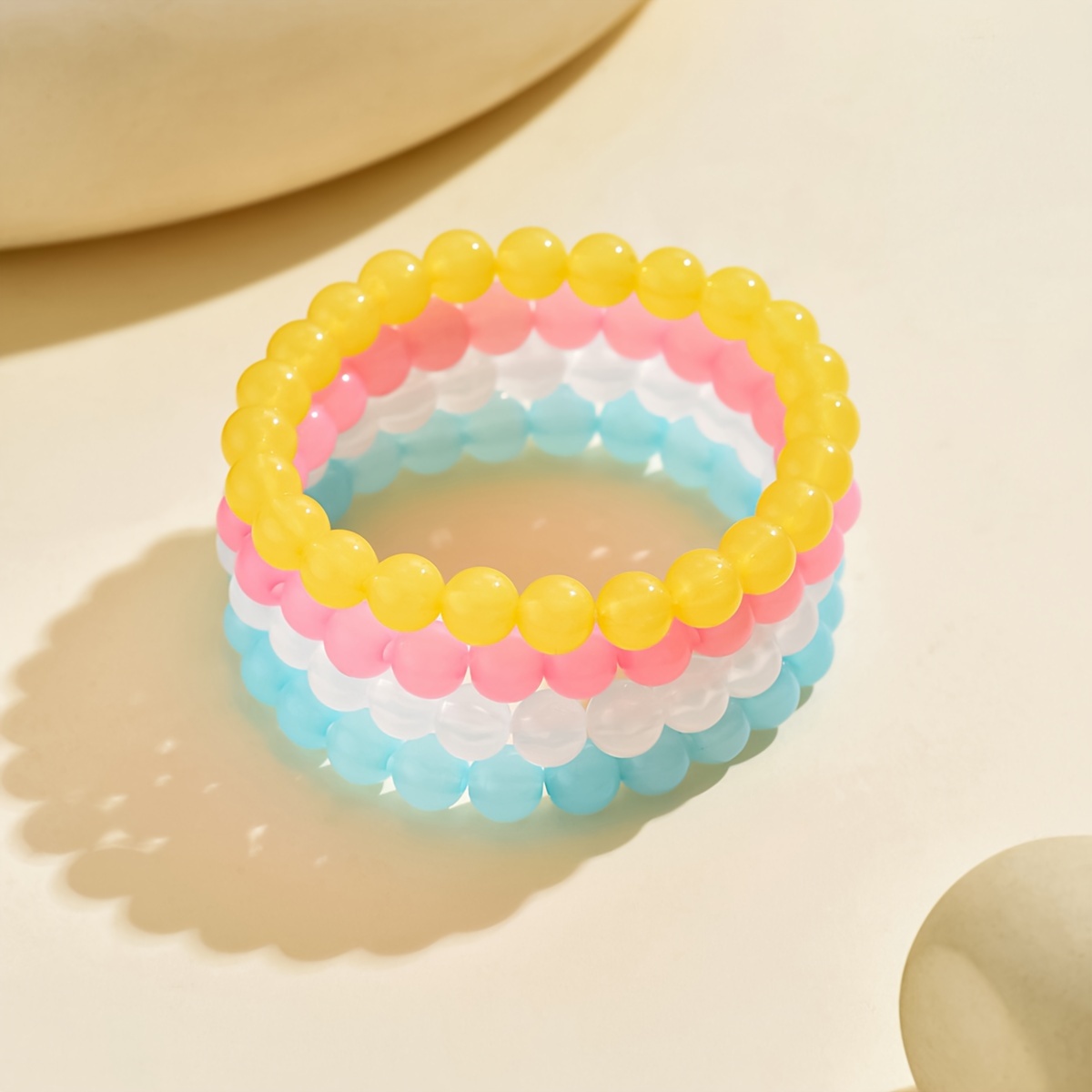 4pcs Gradient Bead Elastic Bracelet Set for Women